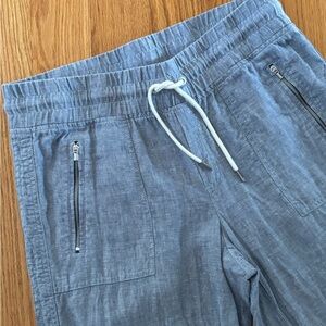 Athleta Light Blue Wide Leg Linen-Blend Pants